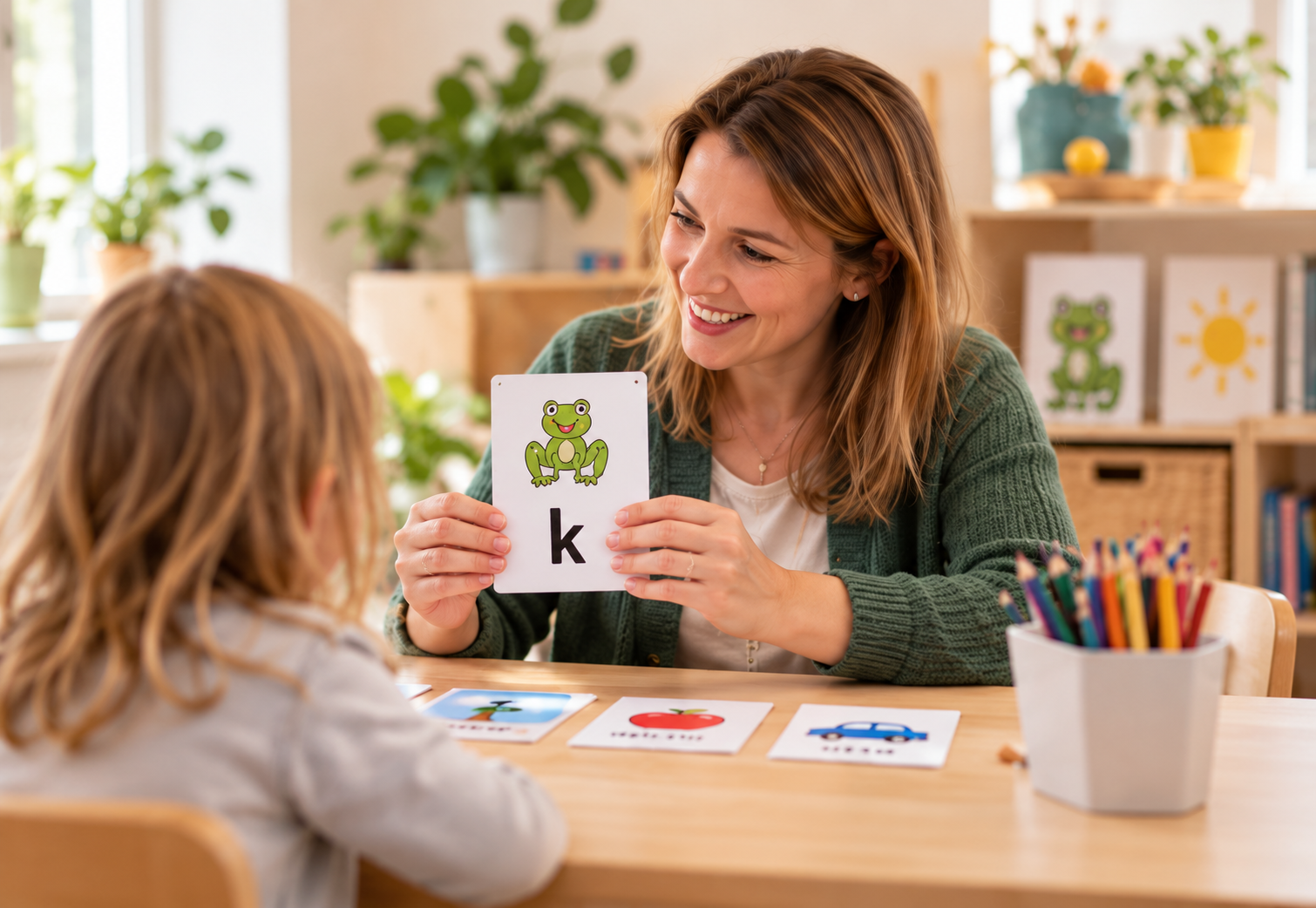 Illustratie van een logopediebehandeling met een kind